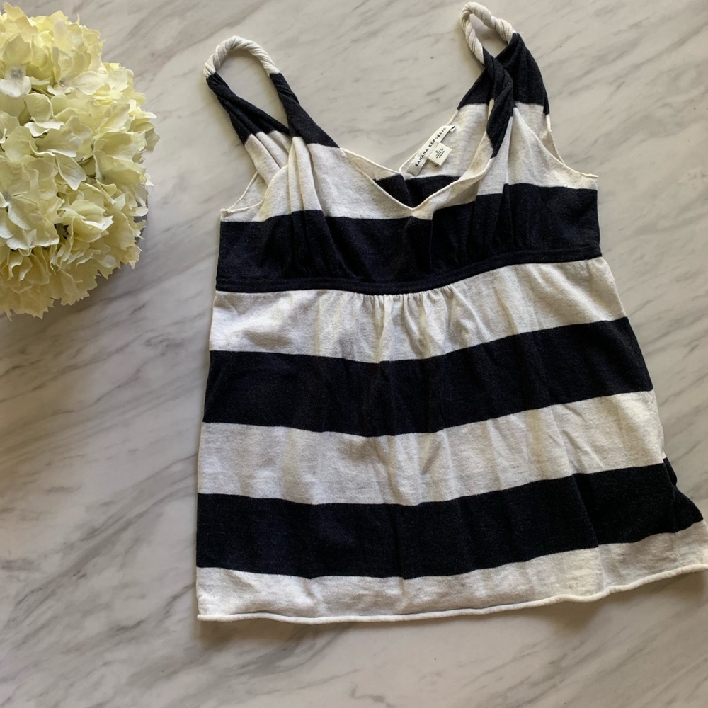 Cashmere cotton blend blue and white tank